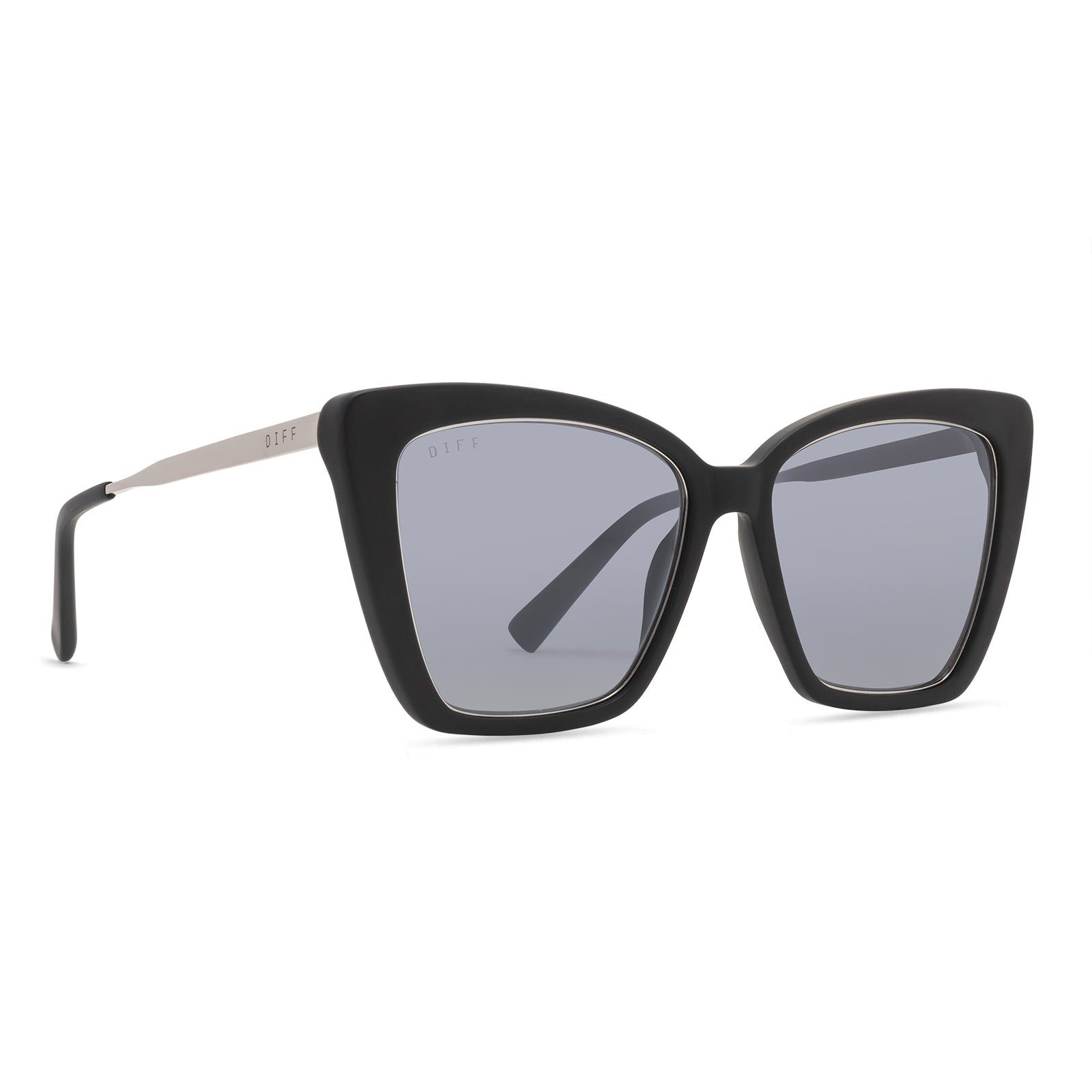 BECKY IV - MATTE BLACK + GREY MIRROR + POLARIZED SUNGLASSES sold by Diff Eyewear product image thumbnail 2