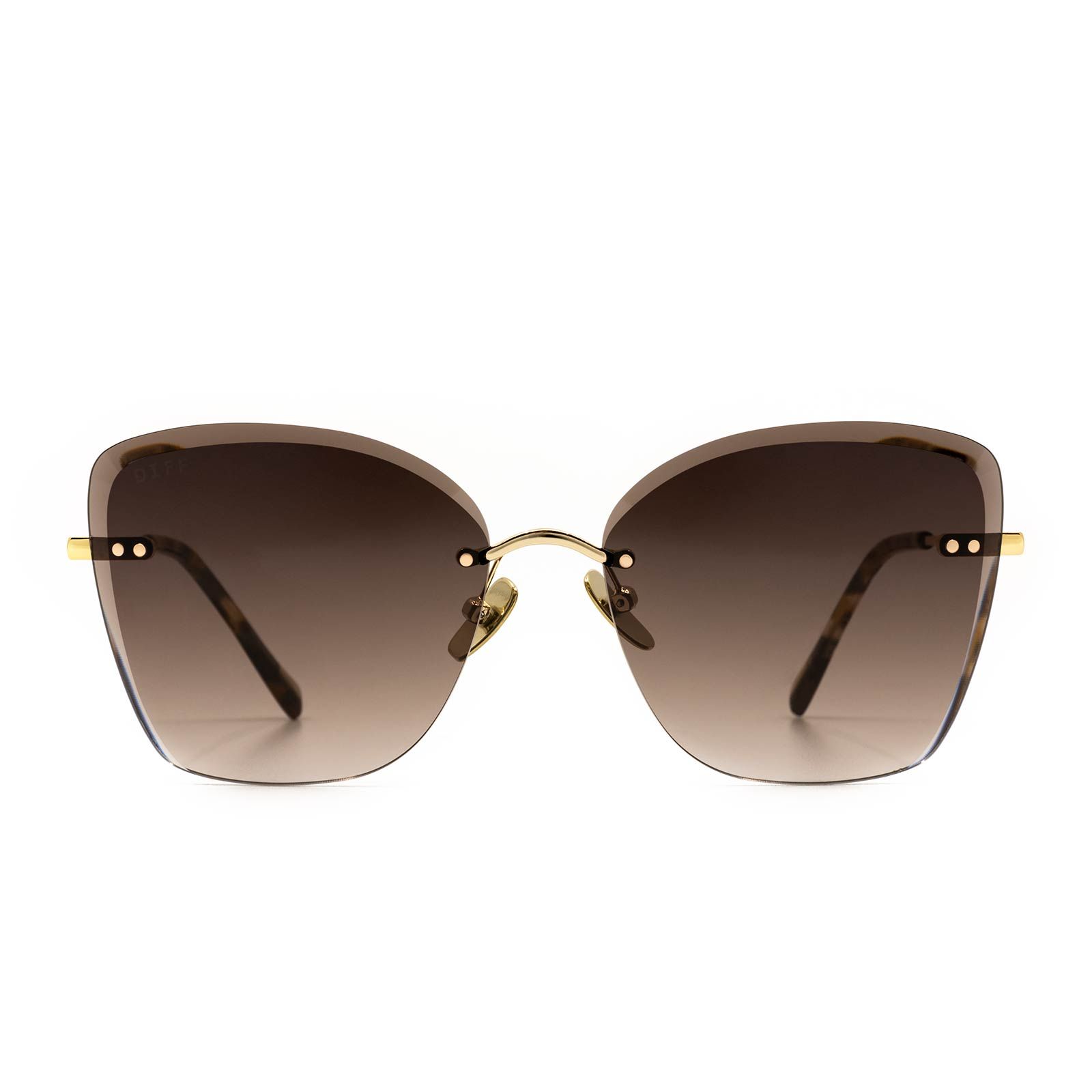 WILLOW - GOLD W/SEA TORTOISE TIPS + BROWN GRADIENT SUNGLASSES sold by Diff Eyewear
