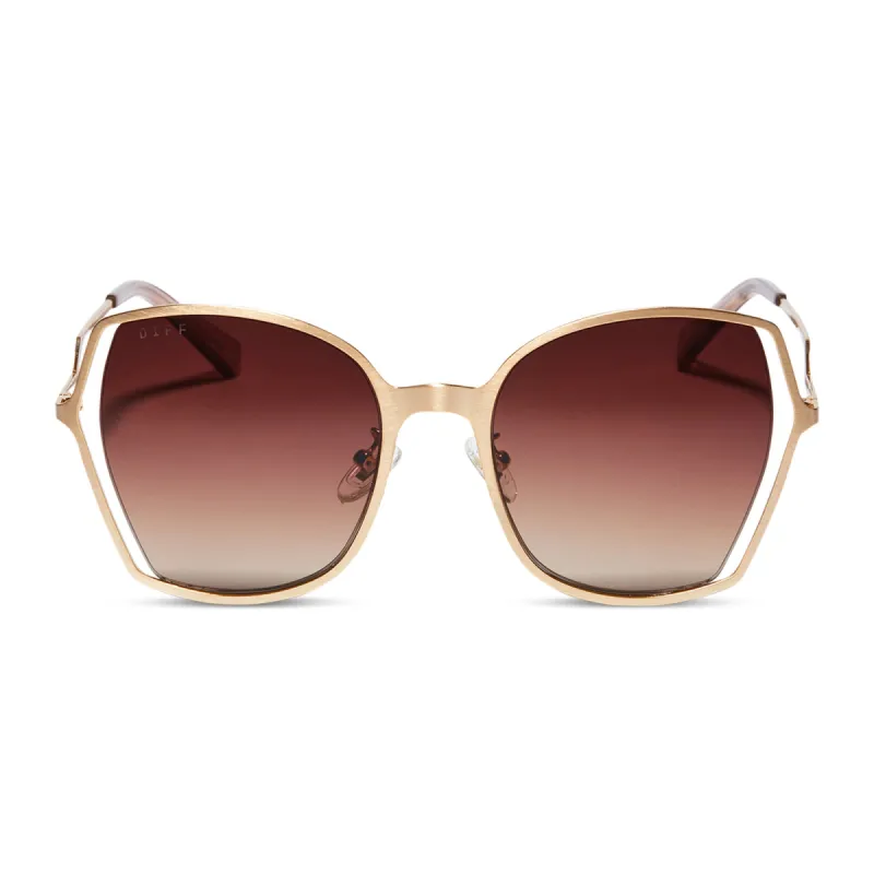 DONNA III - BRUSHED GOLD + TAUPE ROSE GRADIENT SUNGLASSES sold by Diff Eyewear