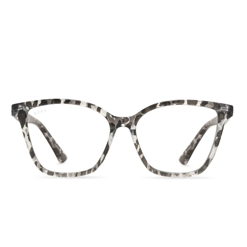 LEAH - CLEAR LEOPARD  + BLUE LIGHT READERS sold by Diff Eyewear
