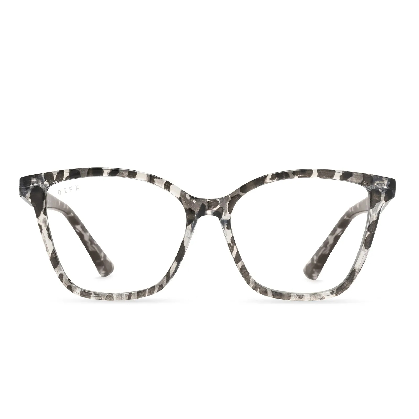 LEAH - CLEAR LEOPARD + BLUE LIGHT READERS sold by Diff Eyewear