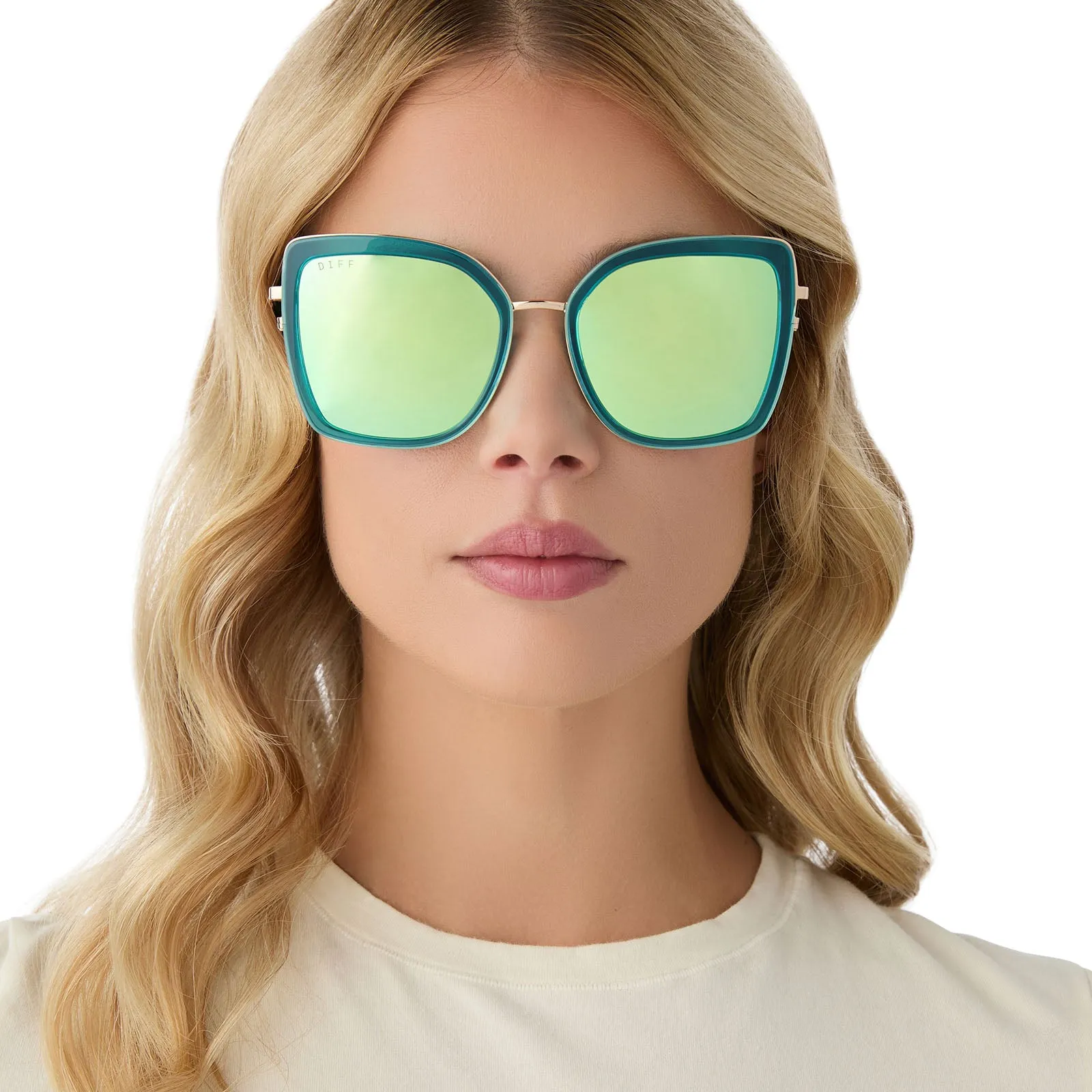 CLARISSE - TURQUOISE ICE CRYSTAL + TURQUOISE ICE MIRROR SUNGLASSES sold by Diff Eyewear product image thumbnail 5