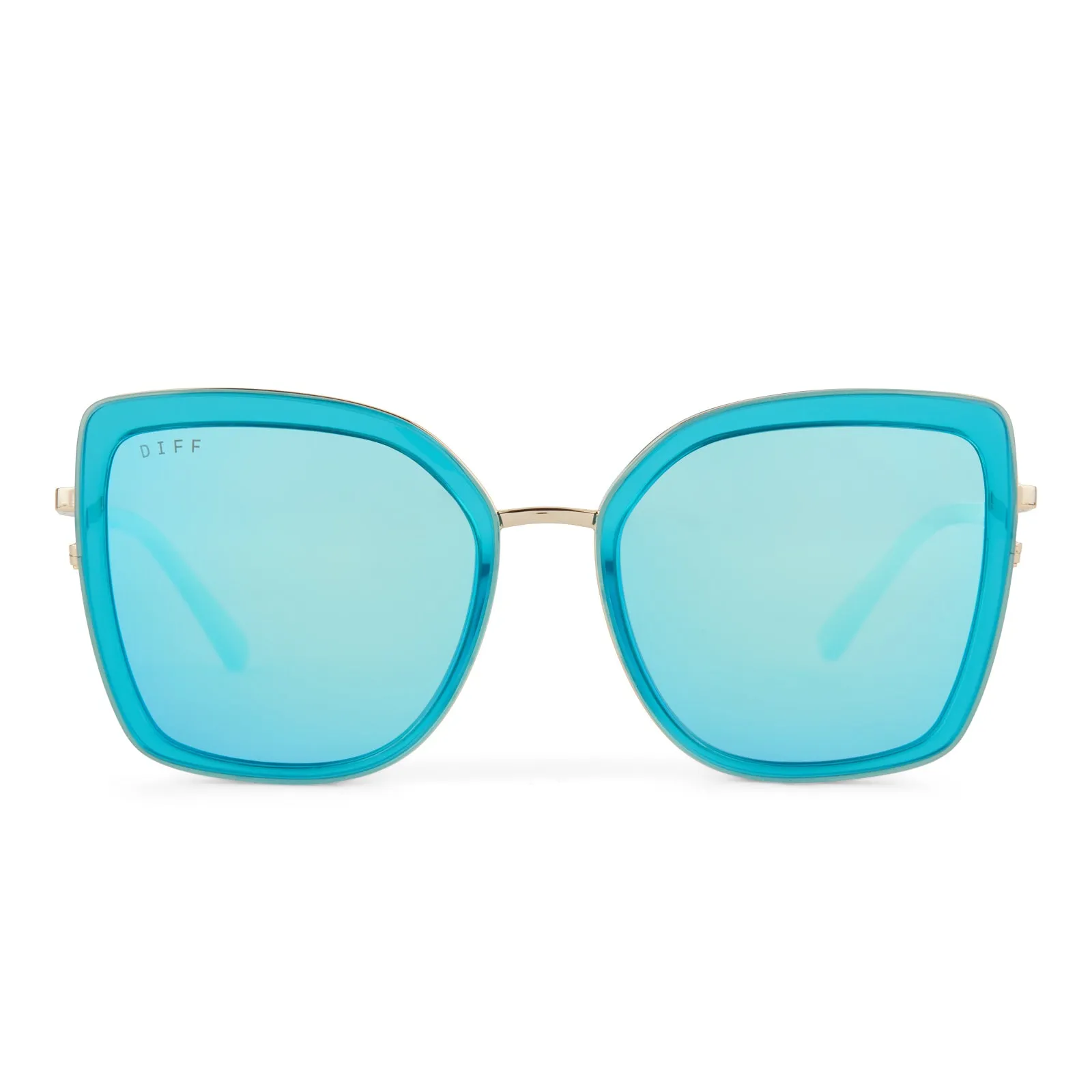 CLARISSE - TURQUOISE ICE CRYSTAL + TURQUOISE ICE MIRROR SUNGLASSES sold by Diff Eyewear