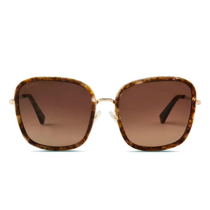 GENEVIVE - GOLD + BROWN GRADIENT POLARIZED SUNGLASSES sold by Diff Eyewear