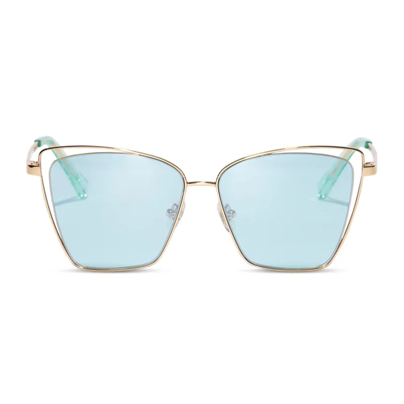 BECKY III - GOLD + TURQUOISE MIRROR SUNGLASSES sold by Diff Eyewear