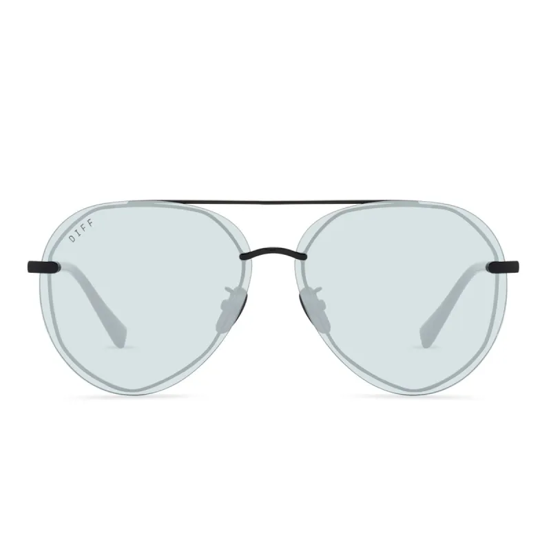 LENOX XS - BLACK + TURQUOISE MIRROR SUNGLASSES sold by Diff Eyewear