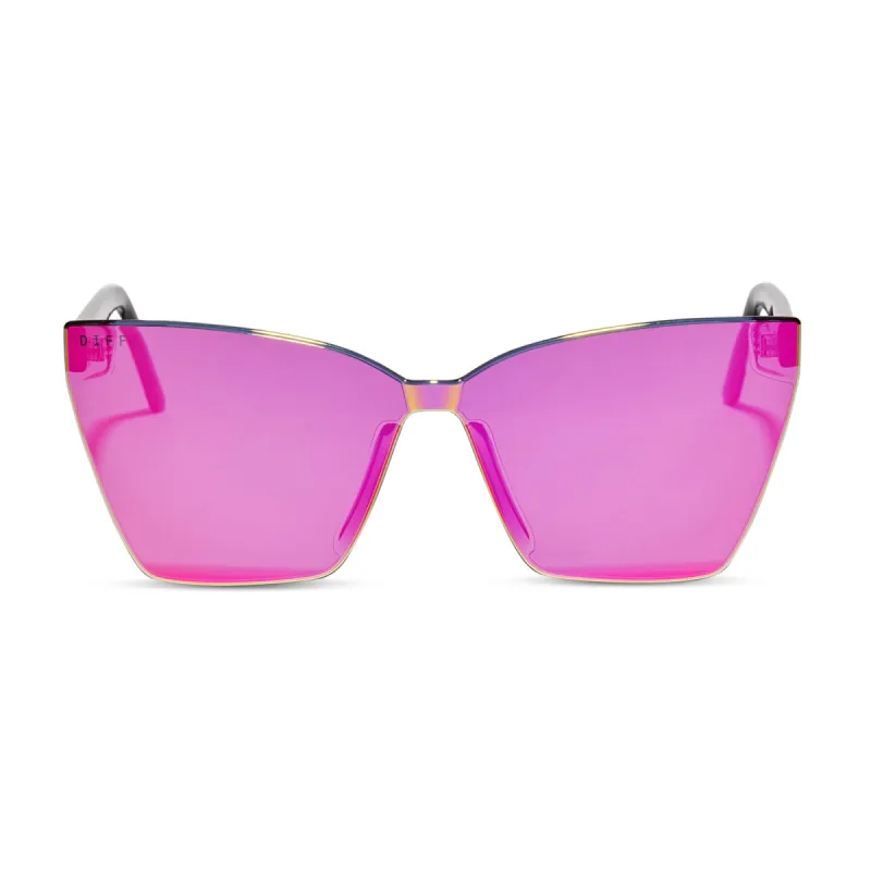 GOLDIE - BLACK + SUNSET MIRROR SUNGLASSES sold by Diff Eyewear