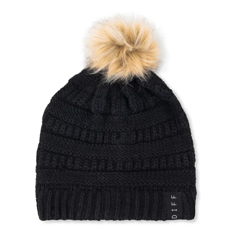 POM POM KNIT BEANIE - BLACK sold by Diff Eyewear