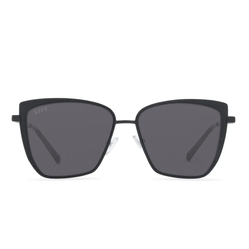 GRACE - BLACK + SOLID GREY SUNGLASSES sold by Diff Eyewear