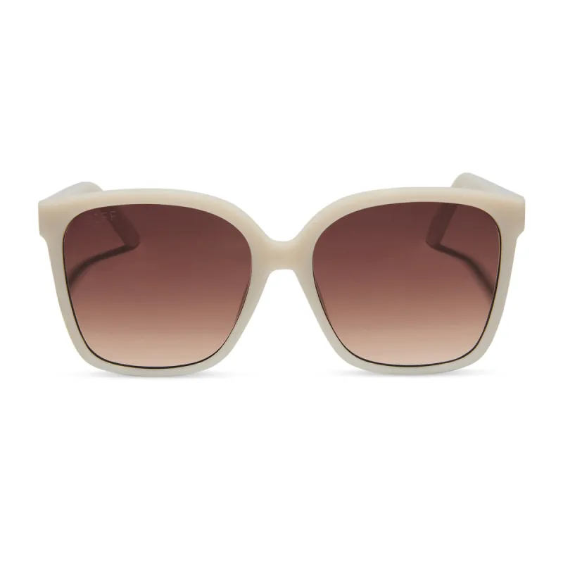 HAZEL - MILKY WHITE + BROWN GRADIENT SUNGLASSES sold by Diff Eyewear