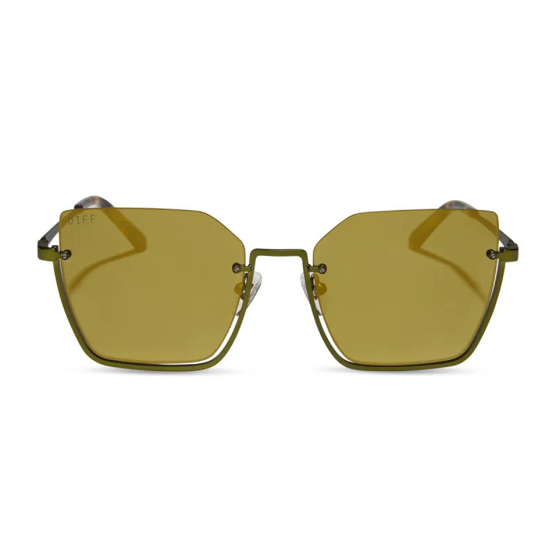 ANALISE - MOSS METAL W BROWN KOMBU TEMPLE TIPS + MOSS MIRROR SUNGLASSES sold by Diff Eyewear