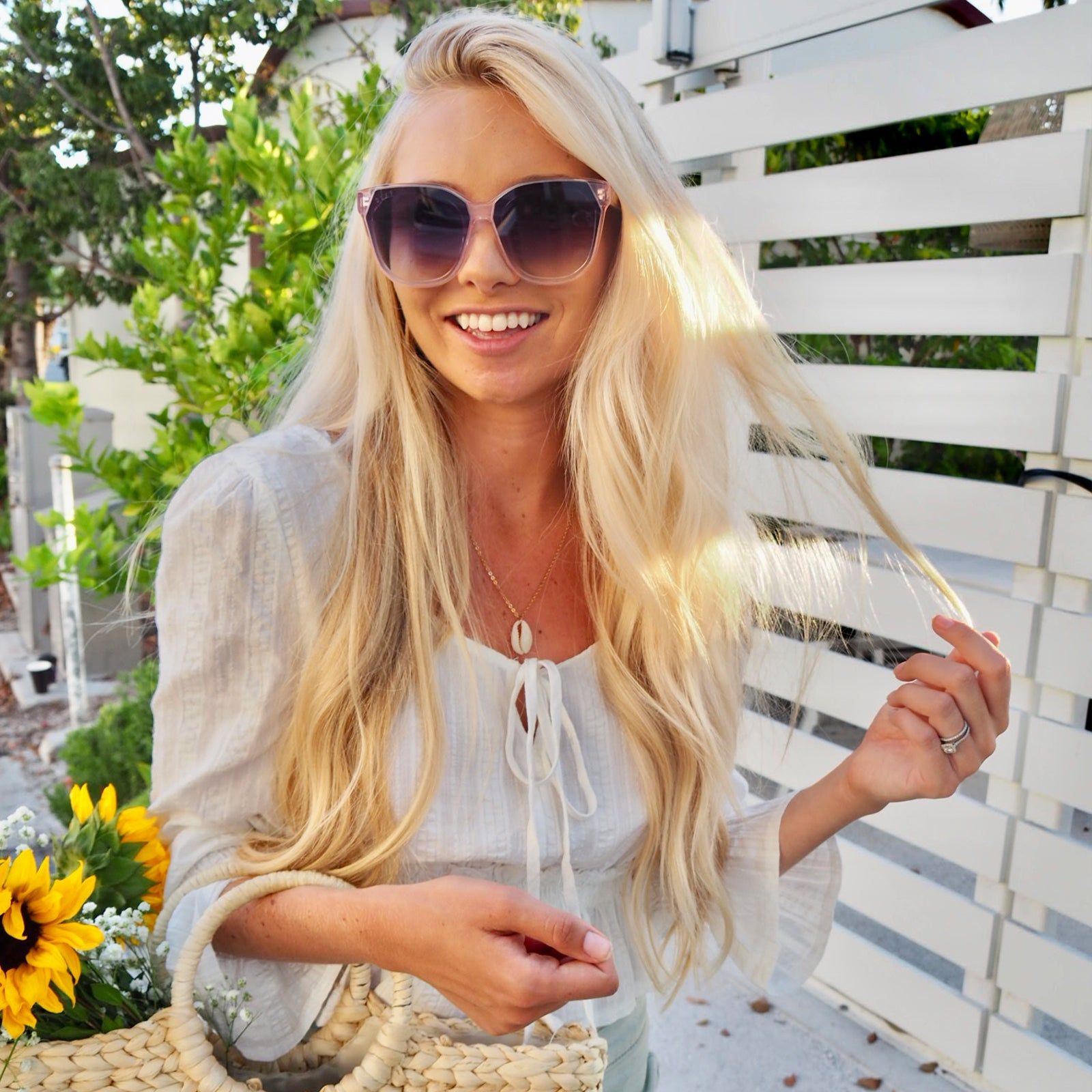 GIA - ROSE CRYSTAL + GREY GRADIENT SUNGLASSES sold by Diff Eyewear product image thumbnail 4