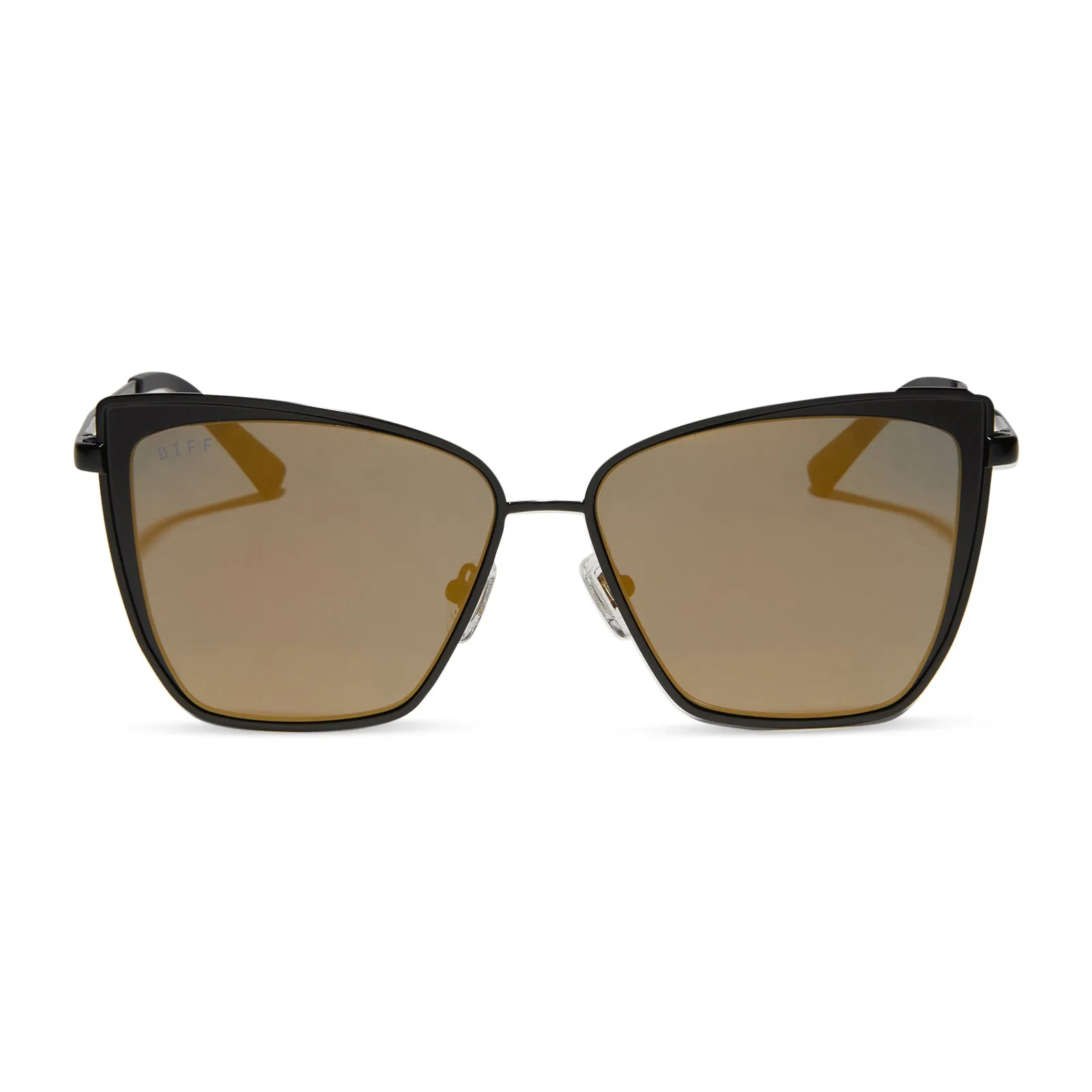BECKY - MATTE BLACK + GOLD MIRROR SUNGLASSES sold by Diff Eyewear