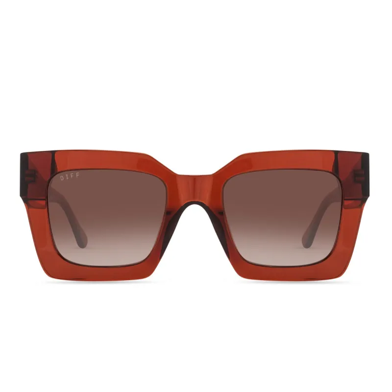 DANI - TERRACOTTA CRYSTAL + BROWN GRADIENT POLARIZED SUNGLASSES sold by Diff Eyewear