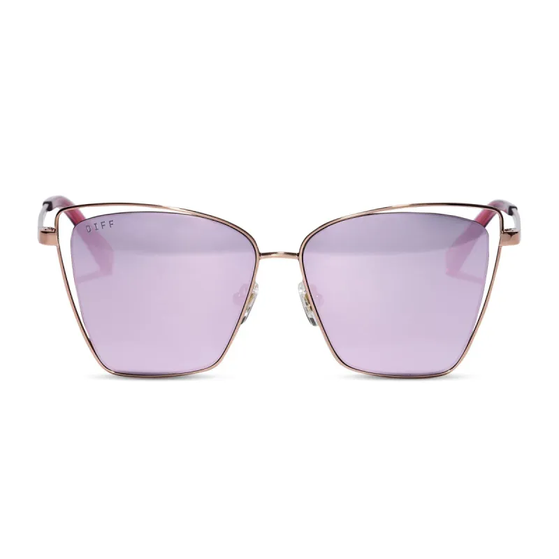 BECKY III - ROSE GOLD + CHERRY BLOSSOM MIRROR POLARIZED SUNGLASSES sold by Diff Eyewear