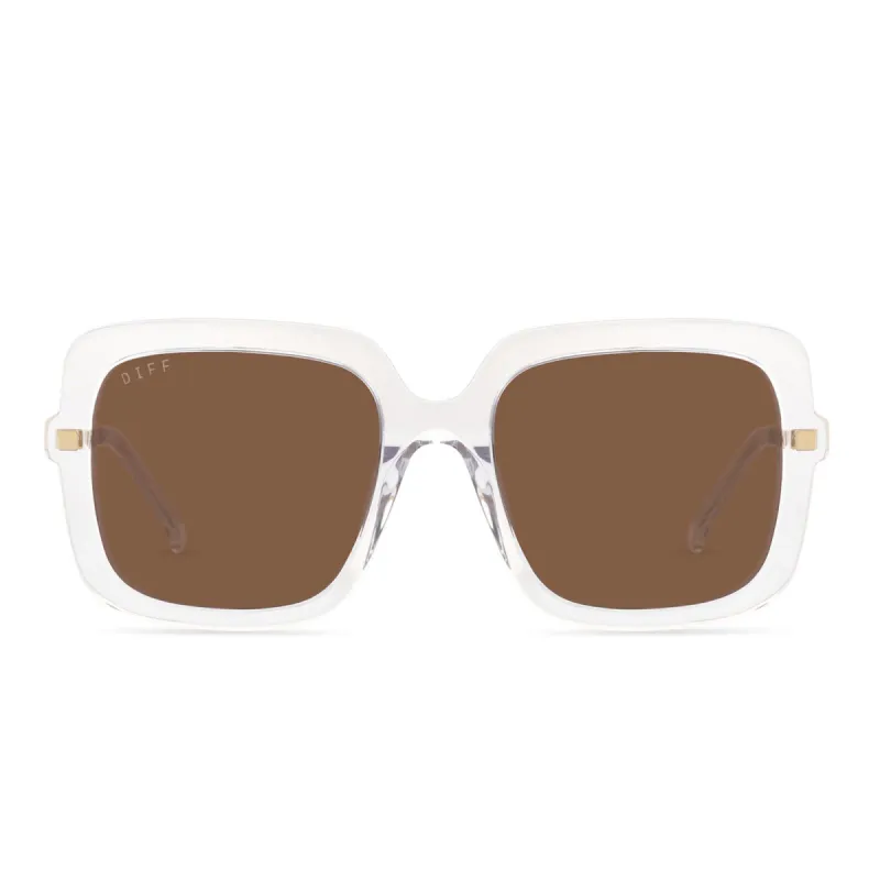 SANDRA - CLEAR CRYSTAL + BROWN SUNGLASSES sold by Diff Eyewear