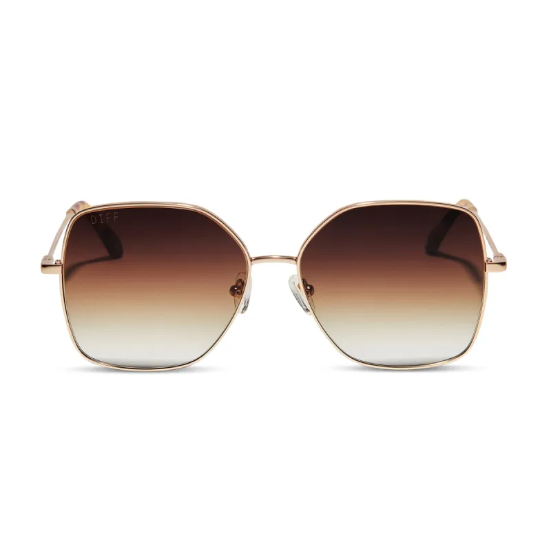 IRIS - MATTE GOLD + SHARP BROWN GRADIENT SUNGLASSES sold by Diff Eyewear