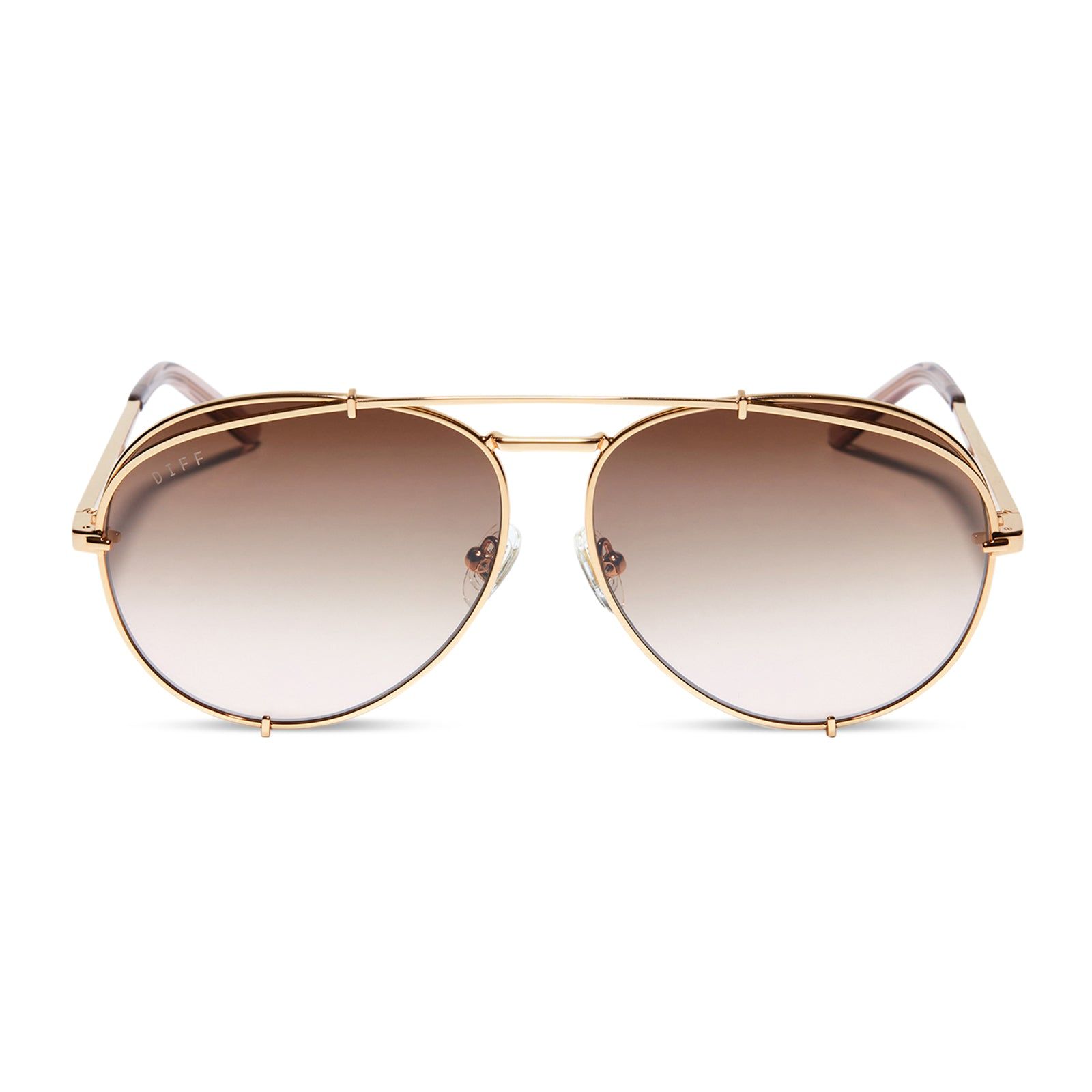 KOKO - GOLD + TAUPE ROSE GRADIENT FLASH SUNGLASSES sold by Diff Eyewear