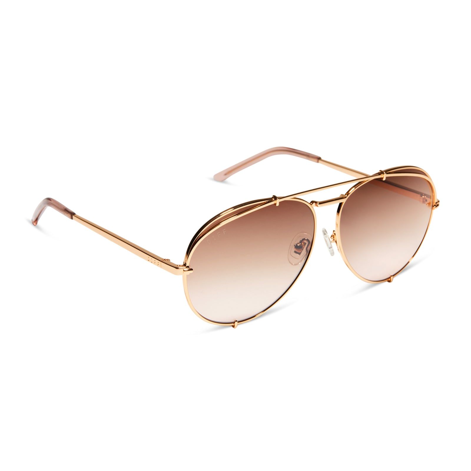 KOKO - GOLD + TAUPE ROSE GRADIENT FLASH SUNGLASSES sold by Diff Eyewear product image thumbnail 2