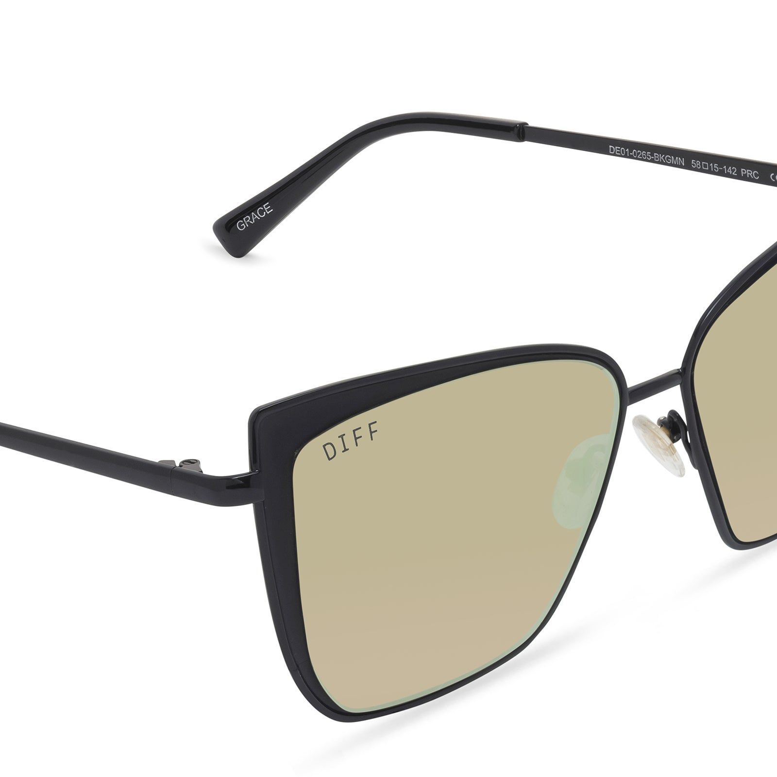 GRACE - BLACK + GOLD MIRROR SUNGLASSES sold by Diff Eyewear product image thumbnail 3