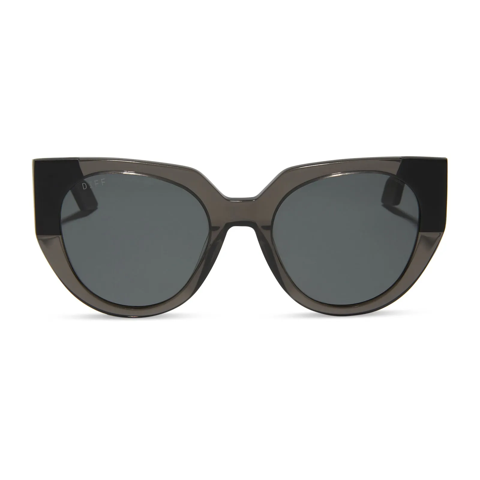 IVY - SMOKE CRYSTAL WITH MATTE BLACK + GREY + POLARIZED SUNGLASSES sold by Diff Eyewear
