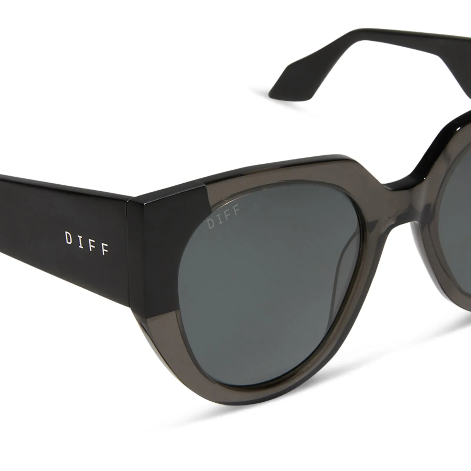 IVY - SMOKE CRYSTAL WITH MATTE BLACK + GREY + POLARIZED SUNGLASSES sold by Diff Eyewear product image thumbnail 4