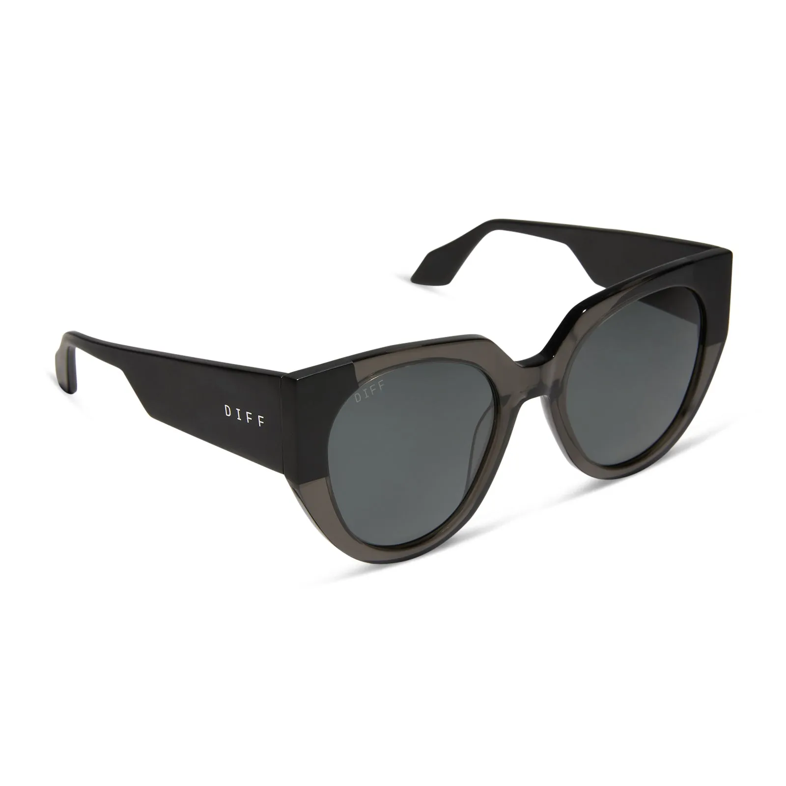 IVY - SMOKE CRYSTAL WITH MATTE BLACK + GREY + POLARIZED SUNGLASSES sold by Diff Eyewear product image thumbnail 2