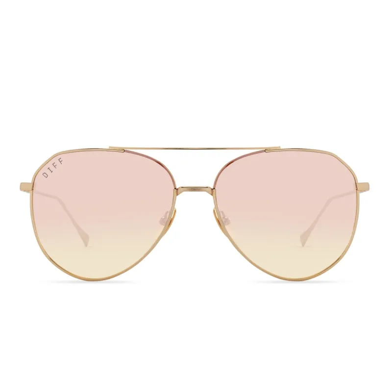 DASH XS - GOLD + SUNSET GRADIENT FLASH SUNGLASSES sold by Diff Eyewear