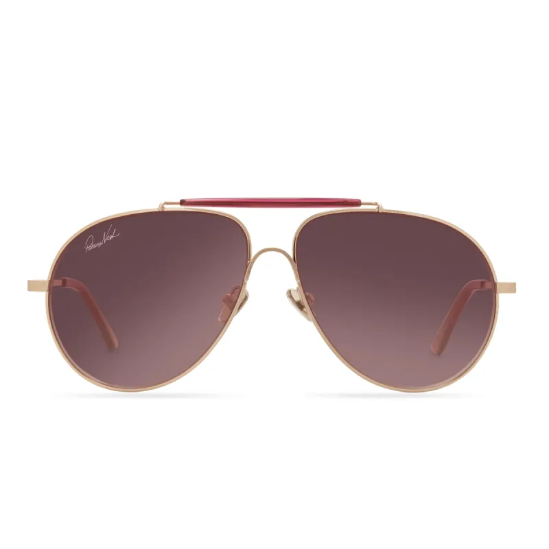 PATRICIA NASH - GLORIA + BRUSHED GOLD + WINE GRADIENT SUNGLASSES sold by Diff Eyewear