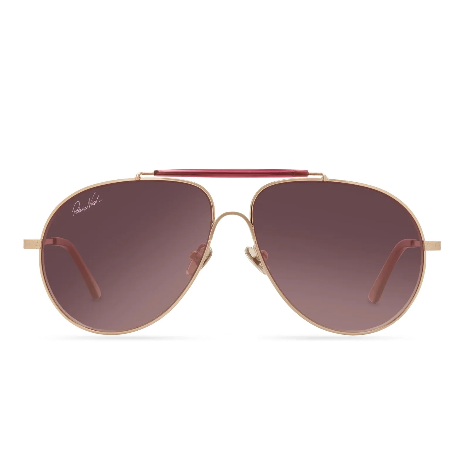 PATRICIA NASH - GLORIA + BRUSHED GOLD + WINE GRADIENT SUNGLASSES sold by Diff Eyewear