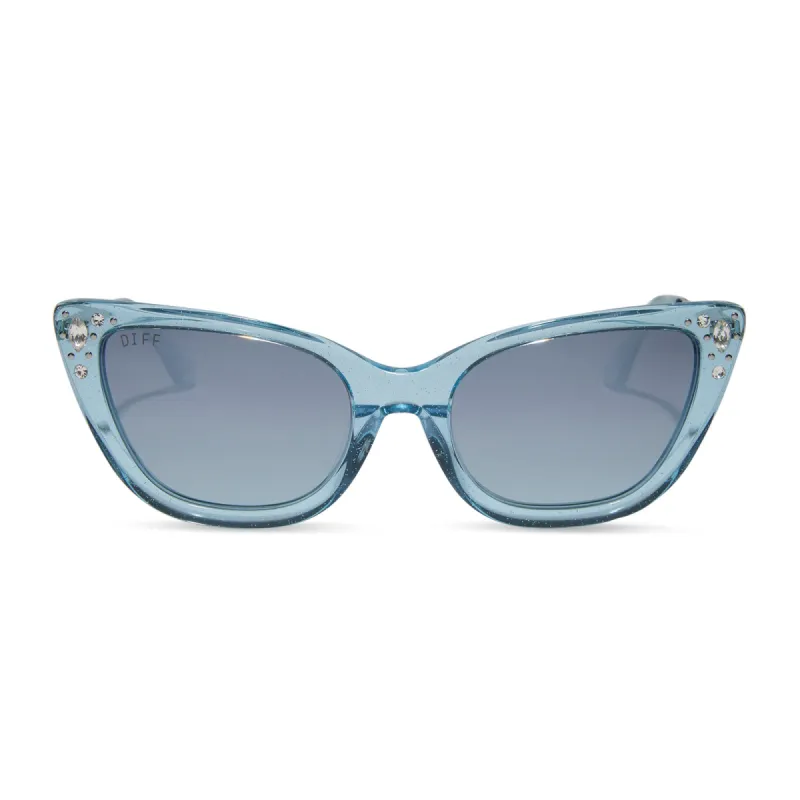 CINDERELLA - BLUE CRYSTAL GLITTER + BLUE DUST GRADIENT + POLARIZED SUNGLASSES sold by Diff Eyewear