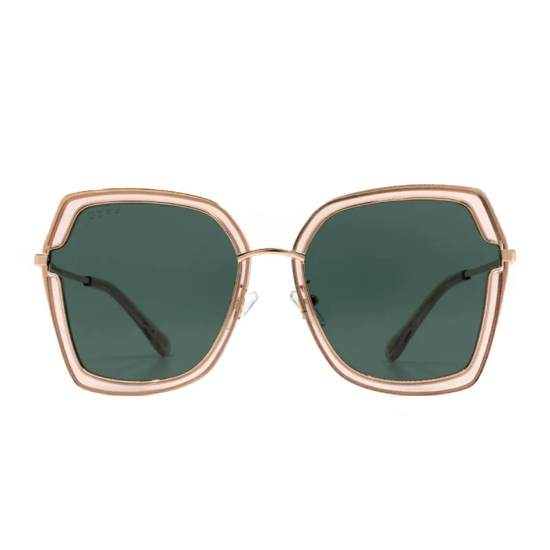 DAKOTA - ROSE GOLD WITH ROSE CRYSTAL + G15 SUNGLASSES sold by Diff Eyewear