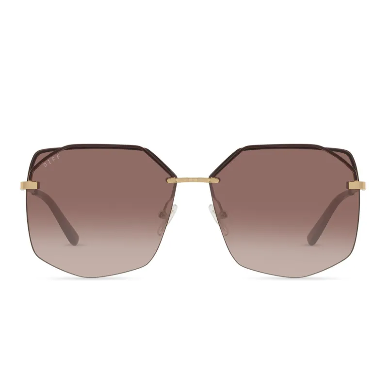 BREE - GOLD + BROWN GRADIENT SHARP SUNGLASSES sold by Diff Eyewear