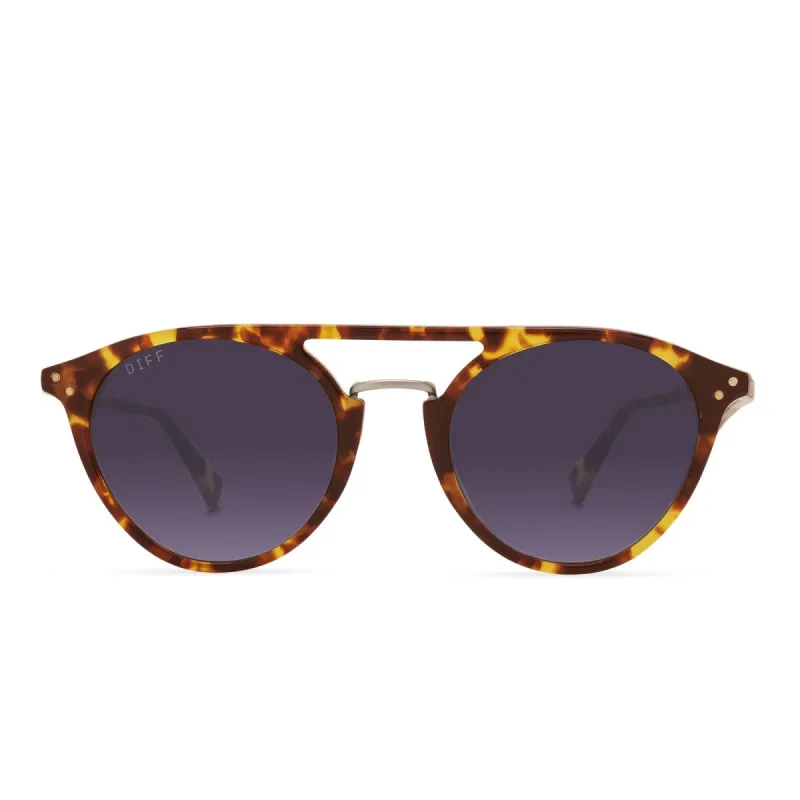 MASON - AMBER TORTOISE + STEEL GRADIENT SUNGLASSES sold by Diff Eyewear