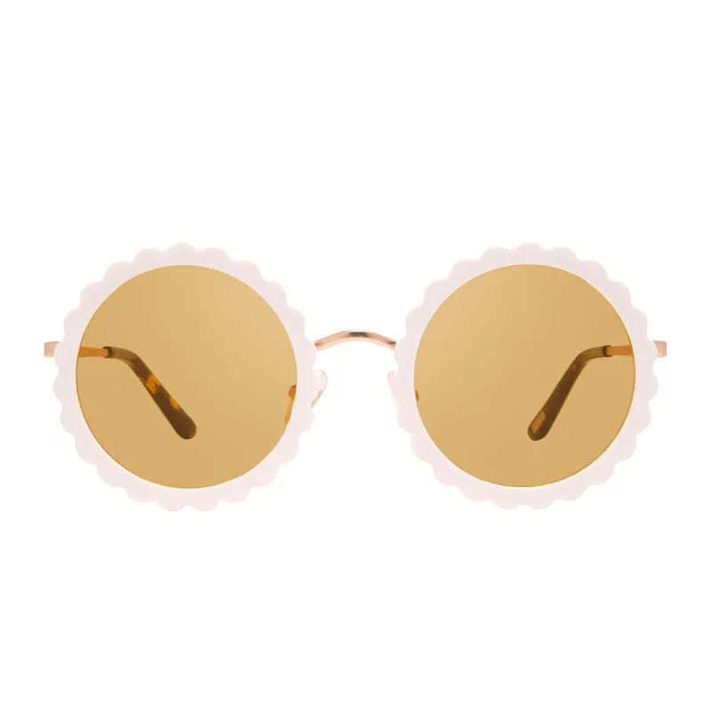 DIXIE - BRUSHED GOLD WHITE FLOWER + YELLOW SUNGLASSES sold by Diff Eyewear