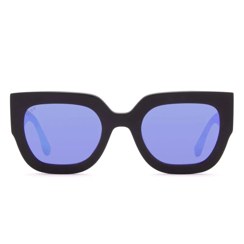 ARDEN - MATTE BLACK + PURPLE MIRROR SUNGLASSES sold by Diff Eyewear