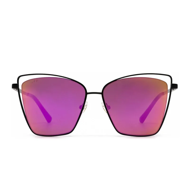 BECKY III - MATTE BLACK + PINK MIRROR SUNGLASSES sold by Diff Eyewear