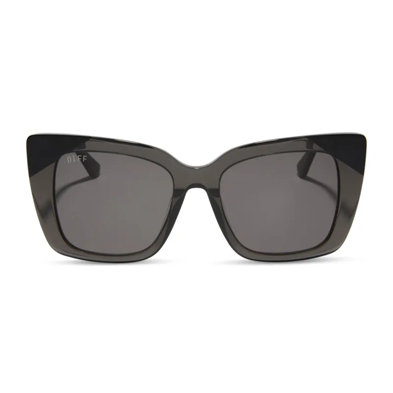LIZZY - SMOKE CRYSTAL WITH MATTE BLACK + GREY SUNGLASSES sold by Diff Eyewear