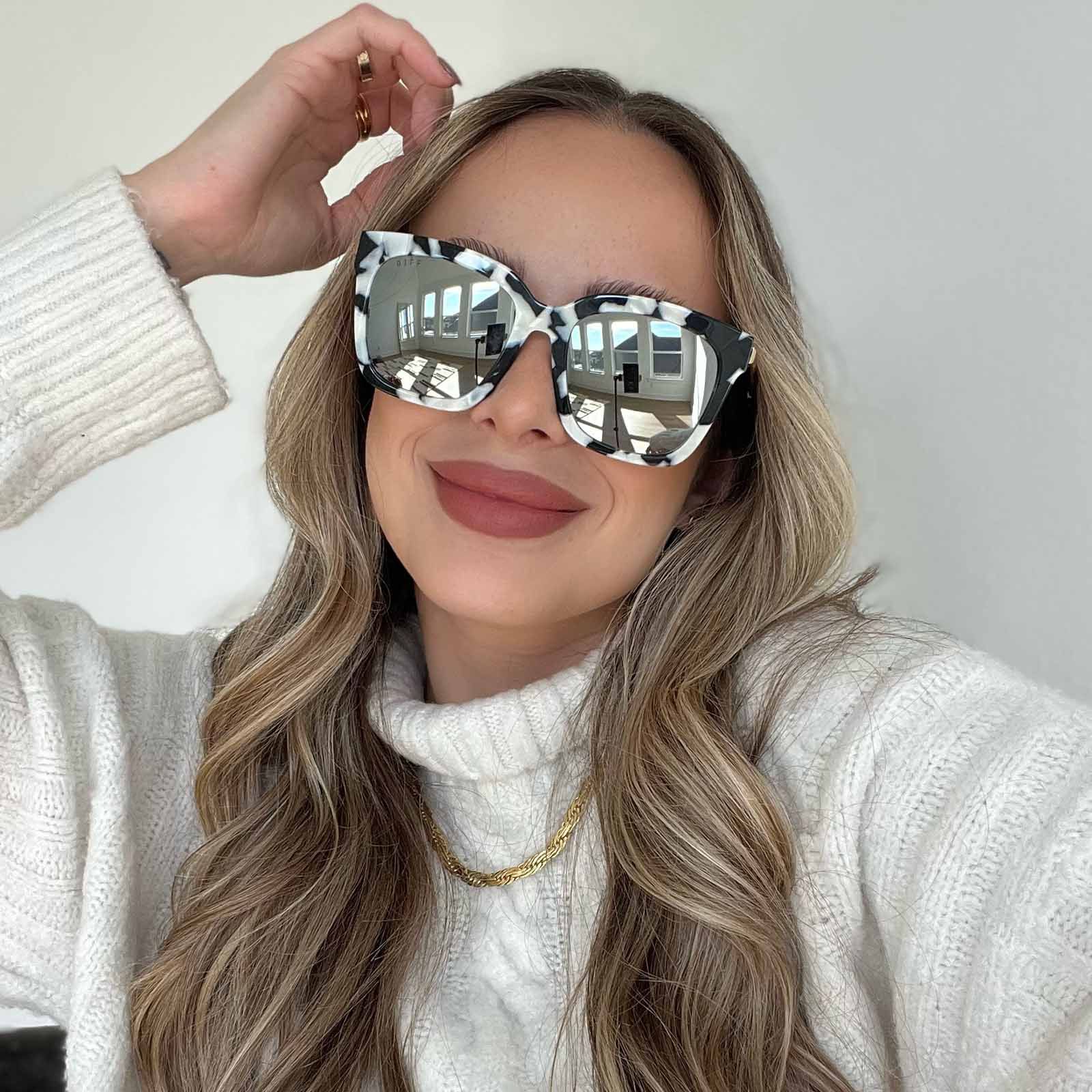 BELLA - RICH HIDE + GREY MIRROR POLARIZED SUNGLASSES sold by Diff Eyewear product image thumbnail 5