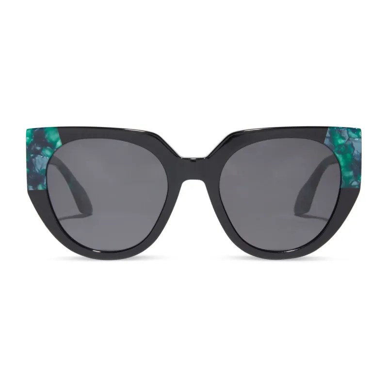 IVY - BLACK W/ IVY TORTOISE + SOLID GREY SUNGLASSES sold by Diff Eyewear