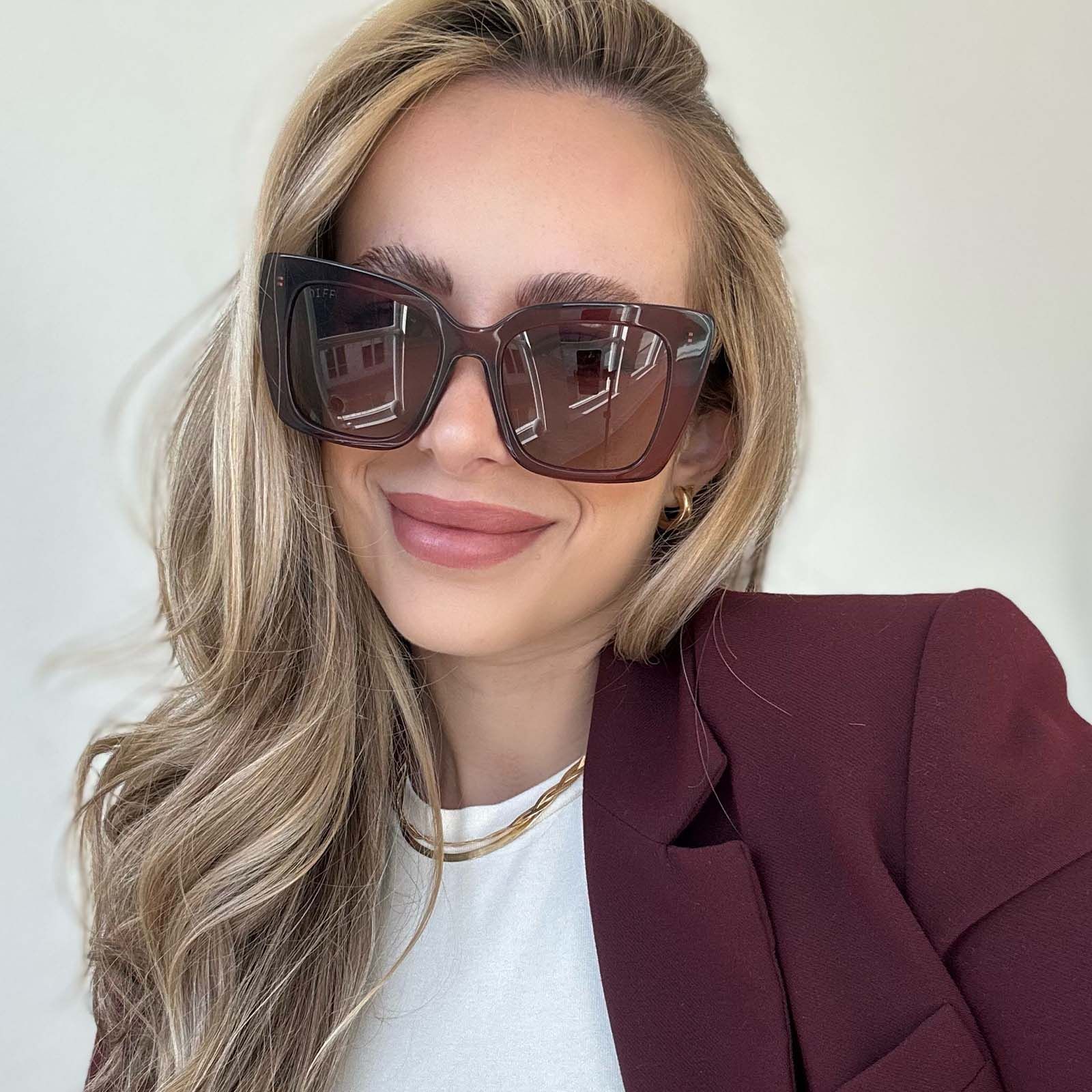 LIZZY - DEEP AMBER + WINE GRADIENT POLARIZED SUNGLASSES sold by Diff Eyewear product image thumbnail 5