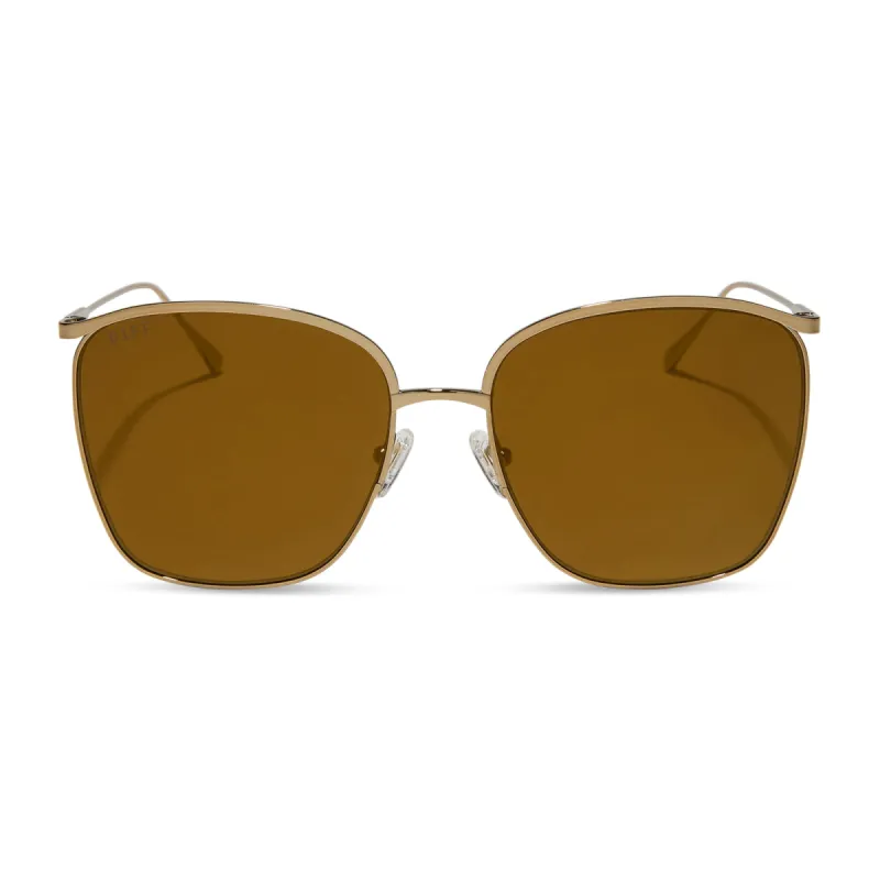 VITTORIA - COPPER METAL + BROWN GOLD FLASH + POLARIZED SUNGLASSES sold by Diff Eyewear