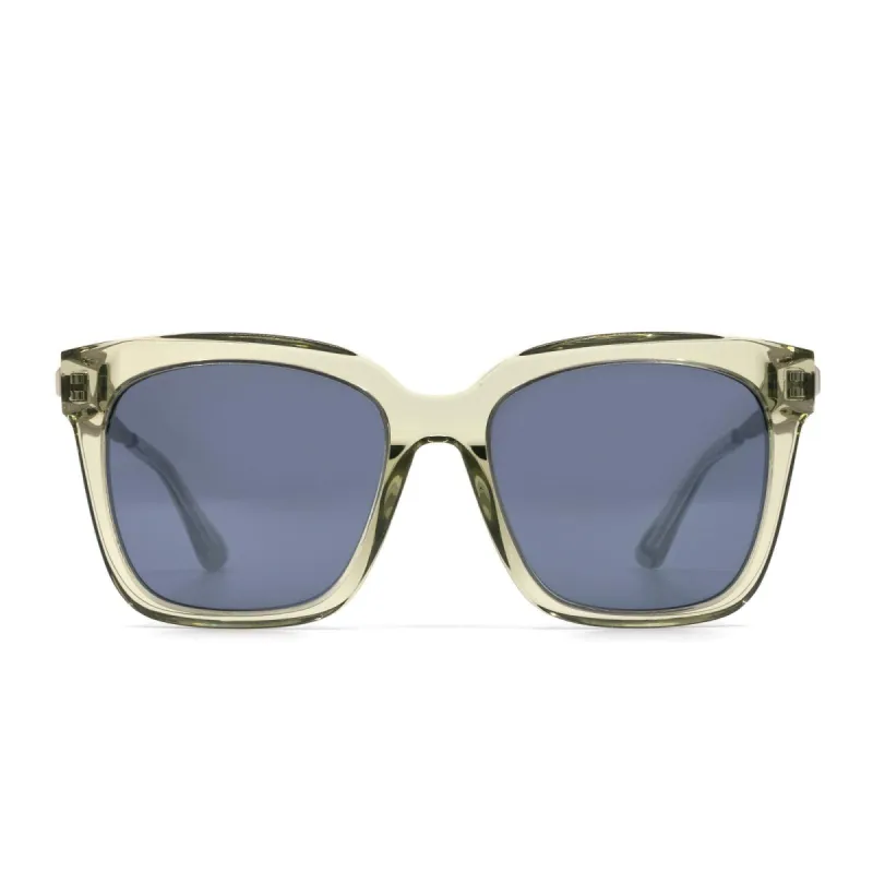 BELLA - OLIVE CRYSTAL + GREY MIRROR SUNGLASSES sold by Diff Eyewear