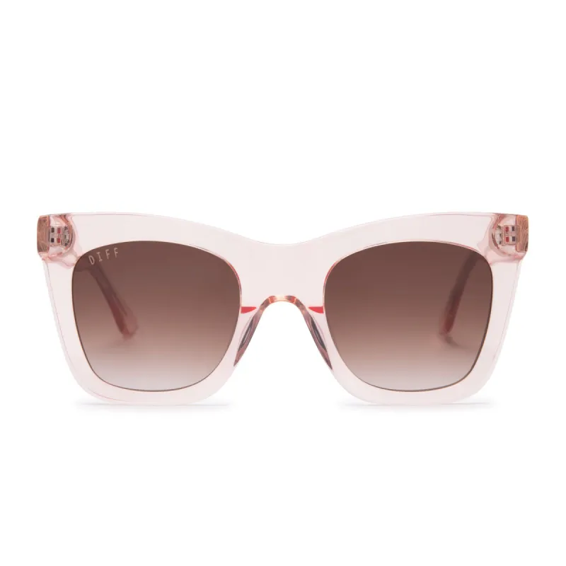 KAIA - LIGHT PINK CRYSTAL + BROWN GRADIENT SUNGLASSES sold by Diff Eyewear