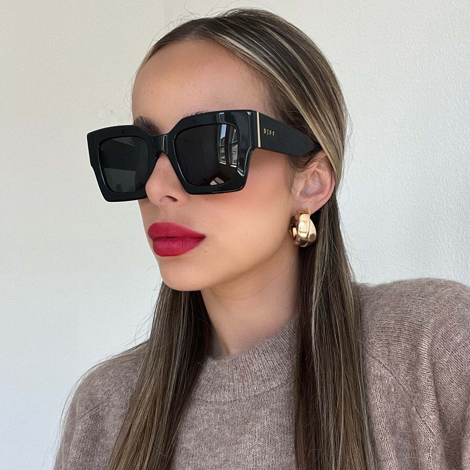 DANIELLA PYTHON - BLACK + GREY POLARIZED SUNGLASSES sold by Diff Eyewear product image thumbnail 7