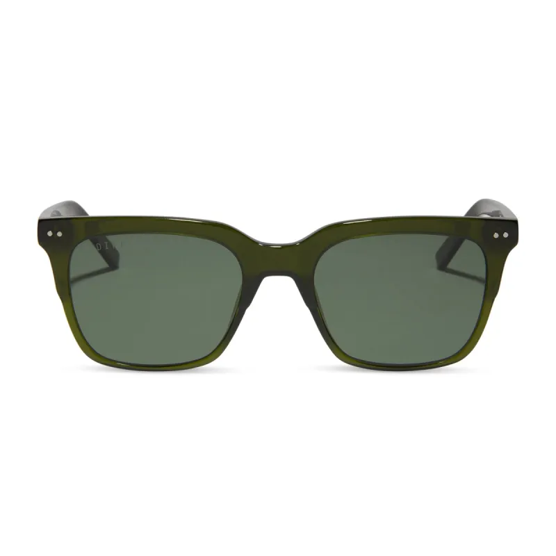 BILLIE XL - DARK OLIVE CRYSTAL + G15 + POLARIZED SUNGLASSES sold by Diff Eyewear