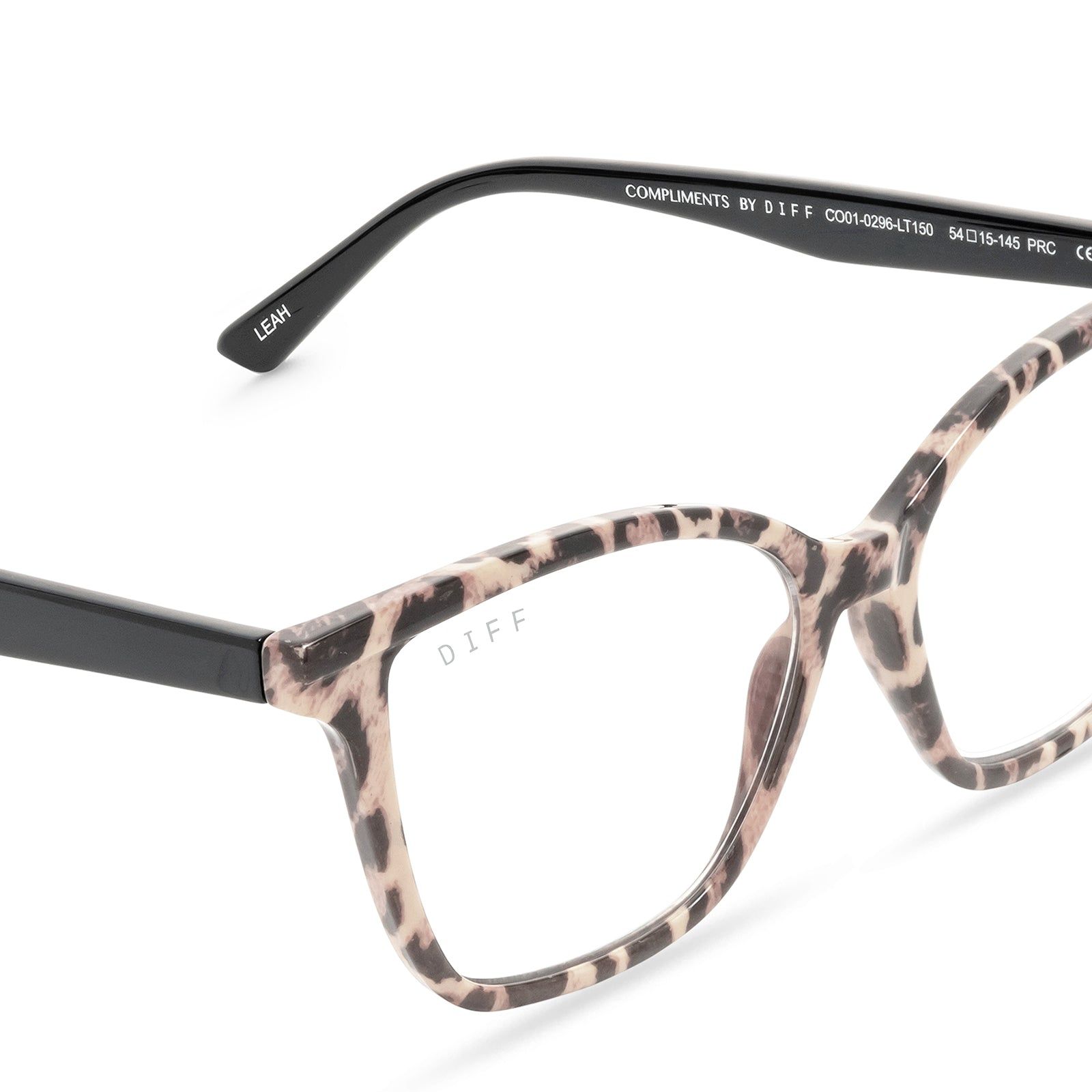 LEAH - LEOPARD TORTOISE + CLEAR GLASSES sold by Diff Eyewear product image thumbnail 4