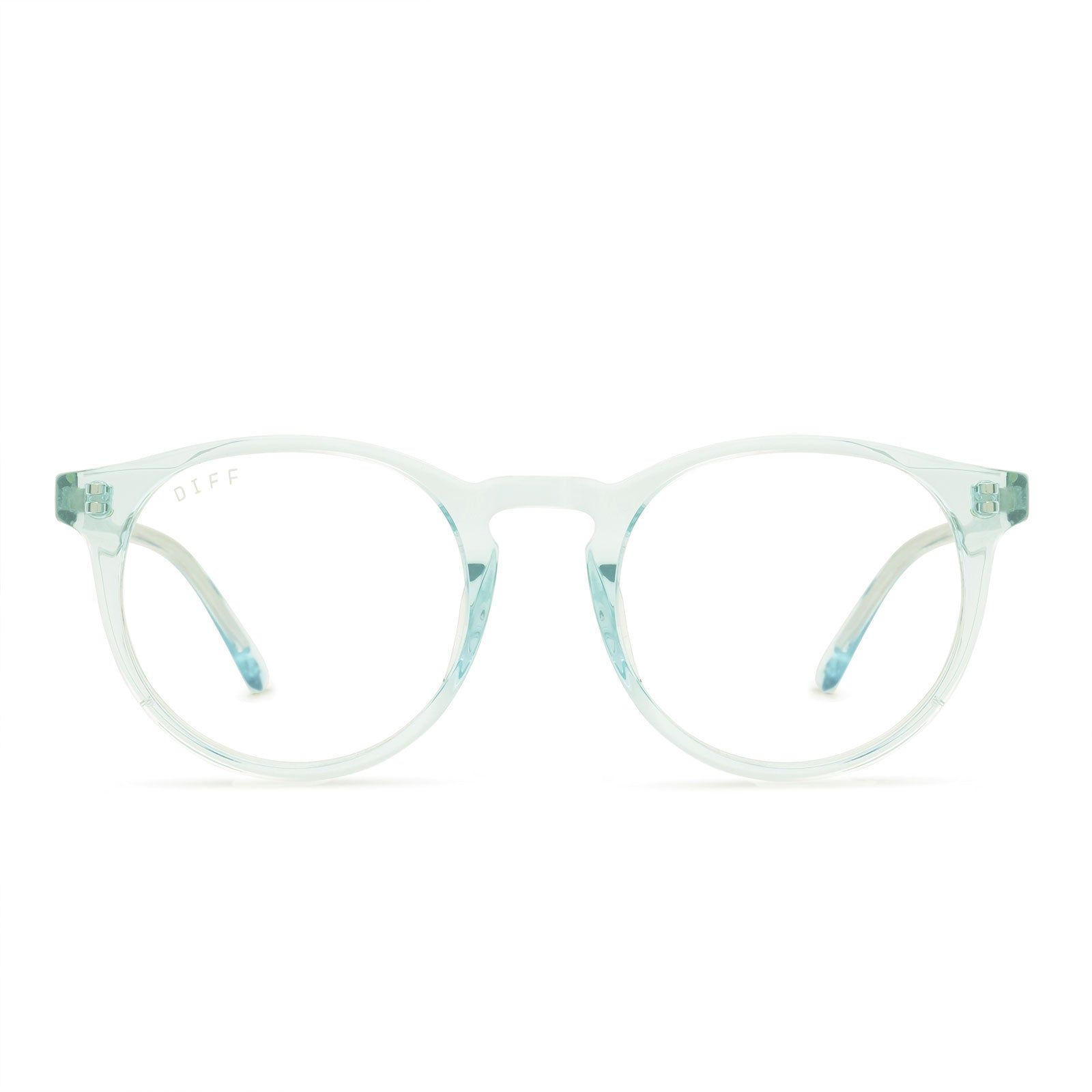 SAWYER - SOFT LAGOON CRYSTAL + CLEAR GLASSES sold by Diff Eyewear