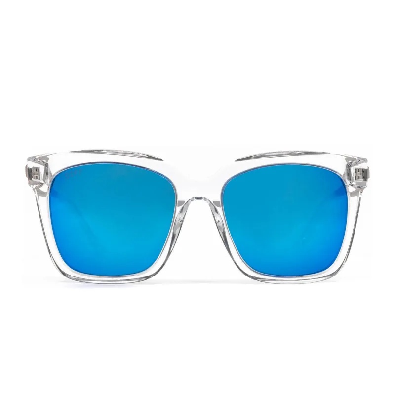 BELLA - CLEAR + BLUE MIRROR SUNGLASSES sold by Diff Eyewear