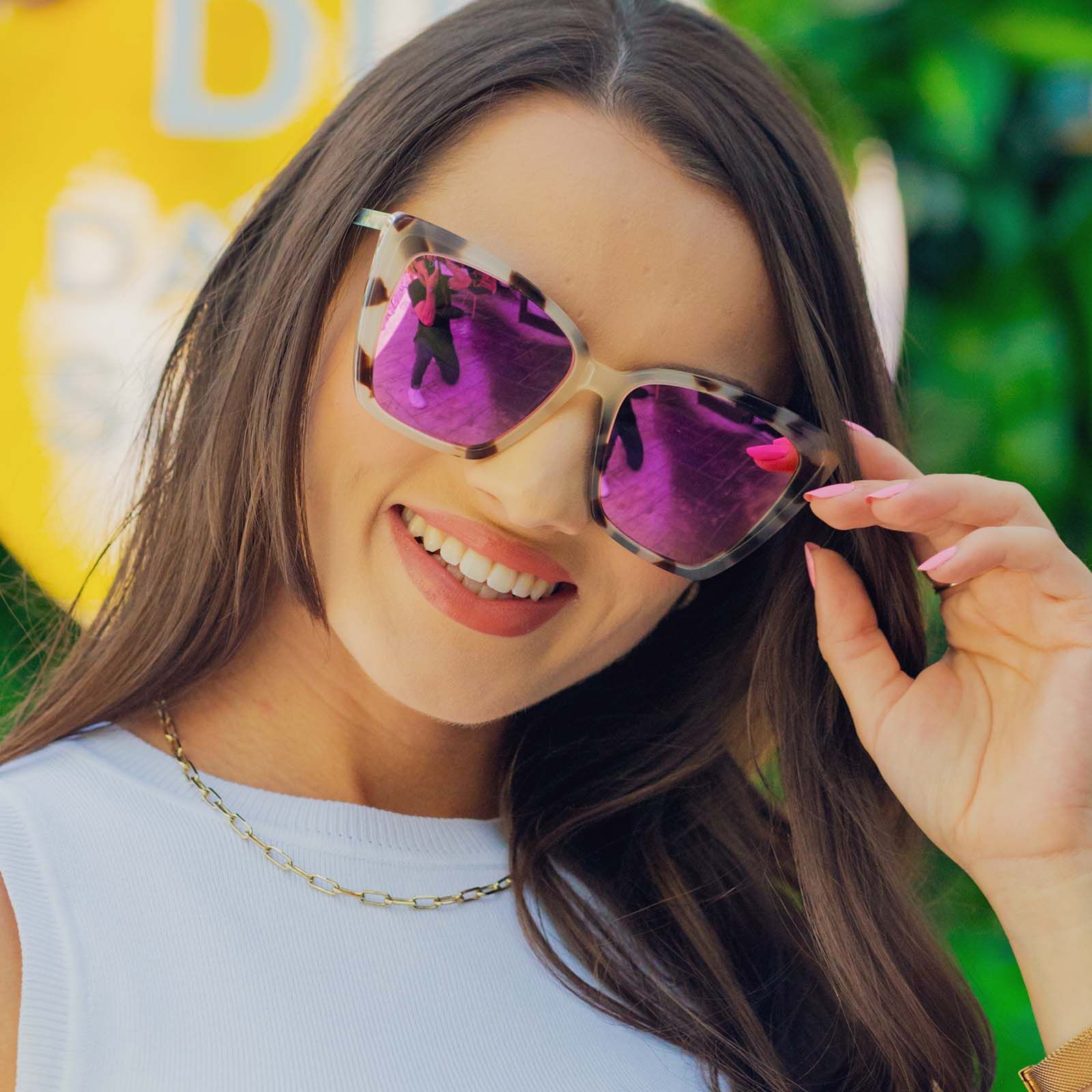 BECKY II XS - CREAM TORTOISE + PINK MIRROR SUNGLASSES sold by Diff Eyewear product image thumbnail 5